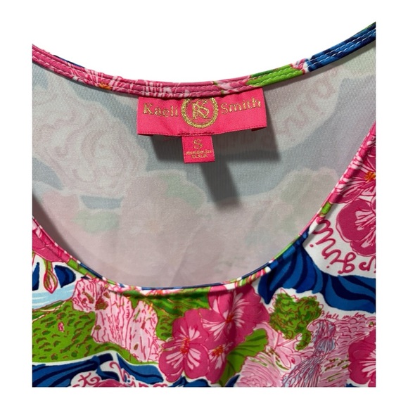 Vibrant Kaeli Smith West Virginia Pink and Blue Patterned Dress - Picture 8 of 10